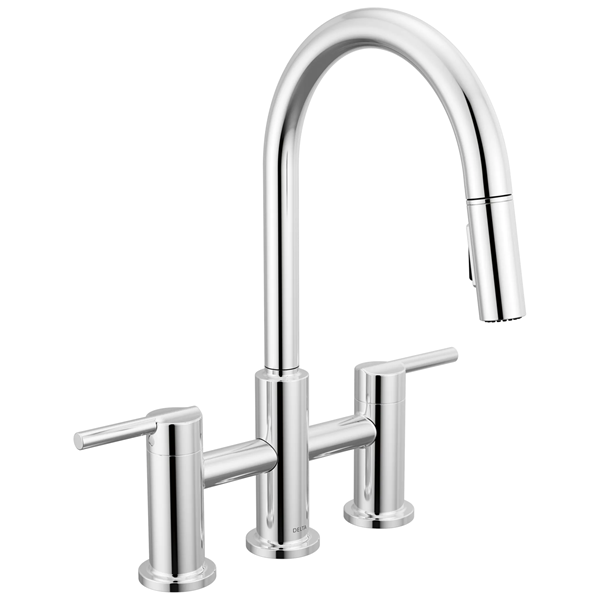 Delta - Nicoli Two Handle Pull-Down Bridge Kitchen Faucet