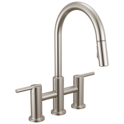 Delta - Nicoli Two Handle Pull-Down Bridge Kitchen Faucet