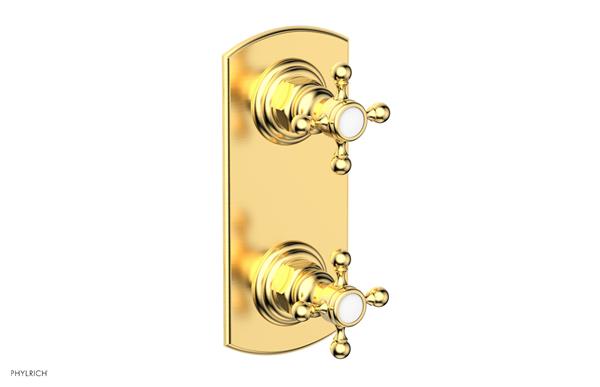 Phylrich - Hex Traditional 1/2 Inch Mini  Thermostatic Valve with Volume Control or Diverter Cross Handles