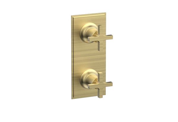 Phylrich - Hex Modern Cross Handle Pair Trim Set for Thermostatic Control with Volume Control or Diverter