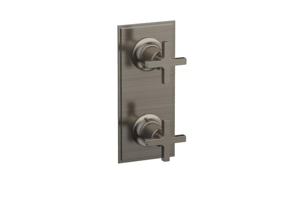 Phylrich - Hex Modern Cross Handle Pair Trim Set for Thermostatic Control with Volume Control or Diverter