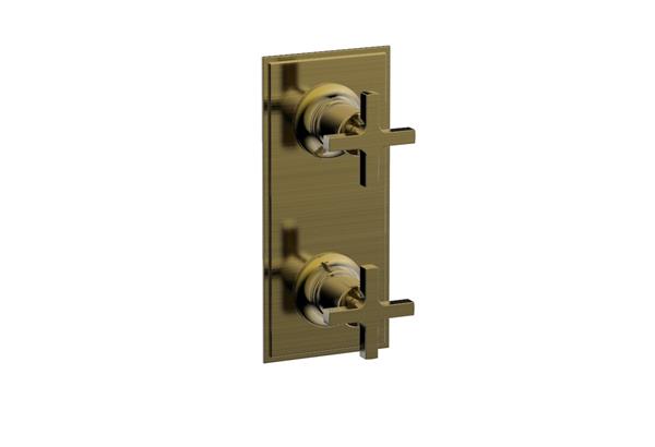 Phylrich - Hex Modern Cross Handle Pair Trim Set for Thermostatic Control with Volume Control or Diverter