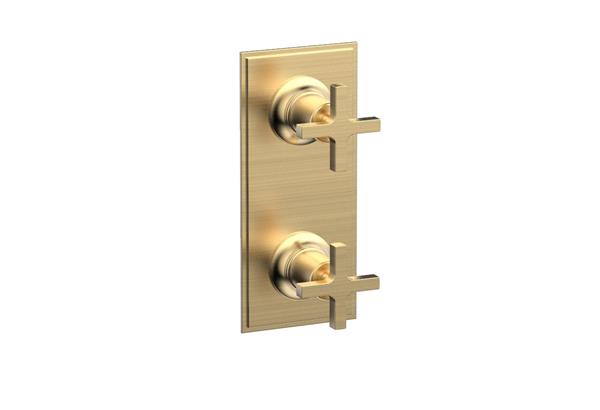 Phylrich - Hex Modern Cross Handle Pair Trim Set for Thermostatic Control with Volume Control or Diverter