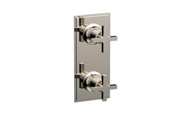 Phylrich - Hex Modern Cross Handle Pair Trim Set for Thermostatic Control with Volume Control or Diverter