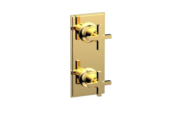 Phylrich - Hex Modern Cross Handle Pair Trim Set for Thermostatic Control with Volume Control or Diverter