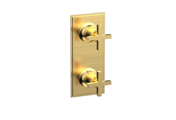 Phylrich - Hex Modern Cross Handle Pair Trim Set for Thermostatic Control with Volume Control or Diverter