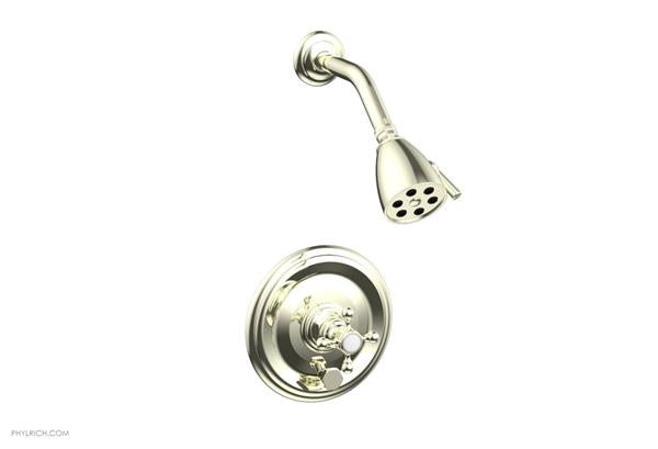 Phylrich - Hex Traditional Pressure Balance Shower and Diverter Set (Less Spout) - Cross Handle