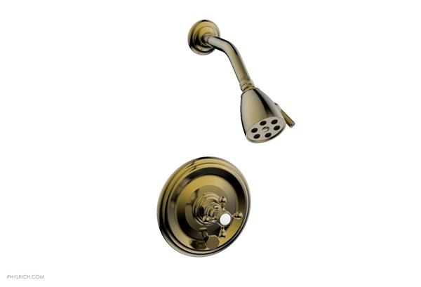 Phylrich - Hex Traditional Pressure Balance Shower and Diverter Set (Less Spout) - Cross Handle