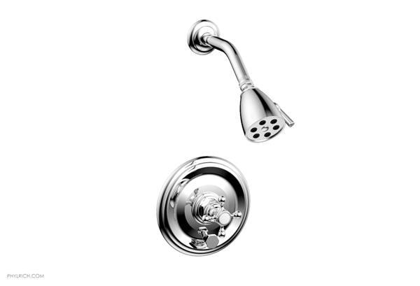 Phylrich - Hex Traditional Pressure Balance Shower and Diverter Set (Less Spout) - Cross Handle