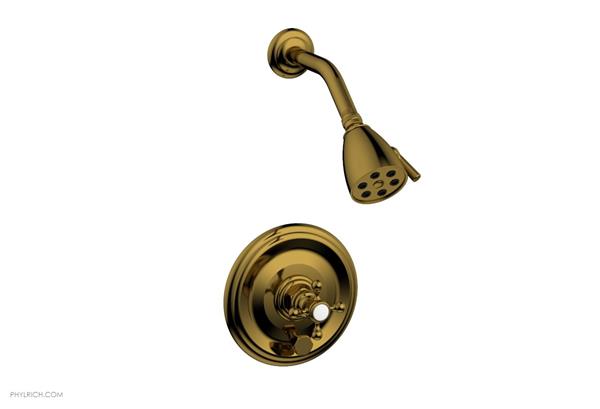 Phylrich - Hex Traditional Pressure Balance Shower and Diverter Set (Less Spout) - Cross Handle