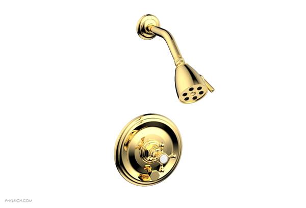 Phylrich - Hex Traditional Pressure Balance Shower and Diverter Set (Less Spout) - Cross Handle