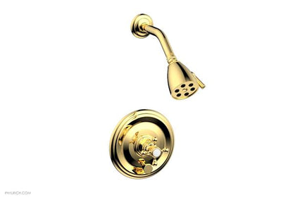 Phylrich - Hex Traditional Pressure Balance Shower and Diverter Set (Less Spout) - Cross Handle