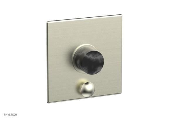 Phylrich - Basic II Pressure Balance Square Shower Plate w/ Diverter & Marble Handle Trim Only