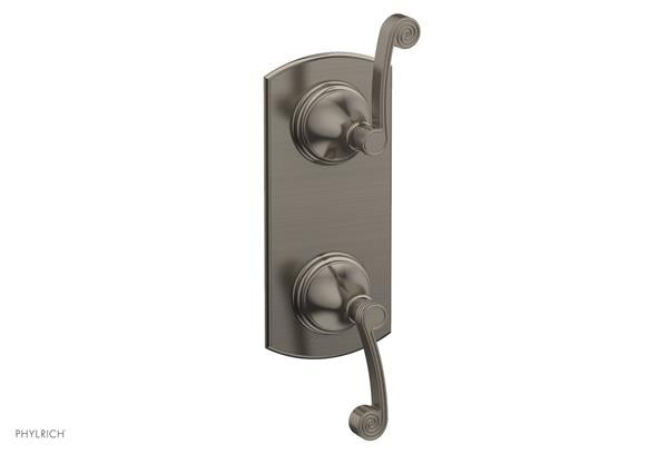 Phylrich - 3Ring 1/2 Inch Mini Thermostatic Valve with Volume Control Diverter  Trim - Curved Lever Handles