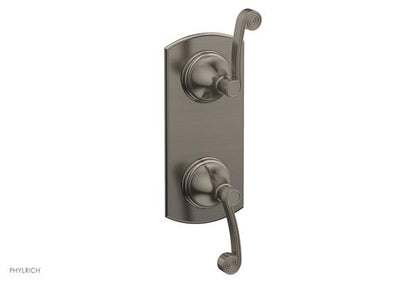 Phylrich - 3Ring 1/2 Inch Mini Thermostatic Valve with Volume Control Diverter  Trim - Curved Lever Handles