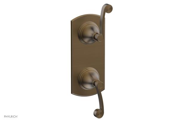 Phylrich - 3Ring 1/2 Inch Mini Thermostatic Valve with Volume Control Diverter  Trim - Curved Lever Handles
