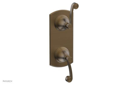 Phylrich - 3Ring 1/2 Inch Mini Thermostatic Valve with Volume Control Diverter  Trim - Curved Lever Handles