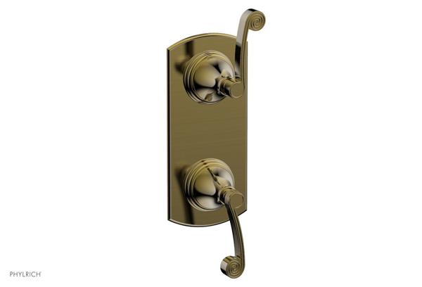 Phylrich - 3Ring 1/2 Inch Mini Thermostatic Valve with Volume Control Diverter  Trim - Curved Lever Handles