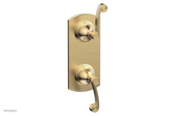 Phylrich - 3Ring 1/2 Inch Mini Thermostatic Valve with Volume Control Diverter  Trim - Curved Lever Handles
