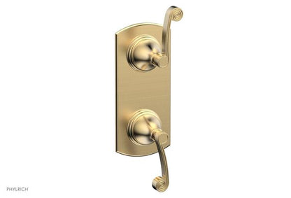 Phylrich - 3Ring 1/2 Inch Mini Thermostatic Valve with Volume Control Diverter  Trim - Curved Lever Handles