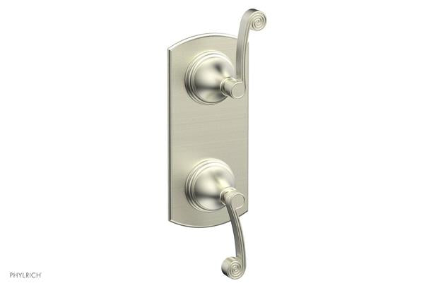Phylrich - 3Ring 1/2 Inch Mini Thermostatic Valve with Volume Control Diverter  Trim - Curved Lever Handles
