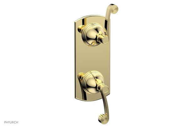 Phylrich - 3Ring 1/2 Inch Mini Thermostatic Valve with Volume Control Diverter  Trim - Curved Lever Handles