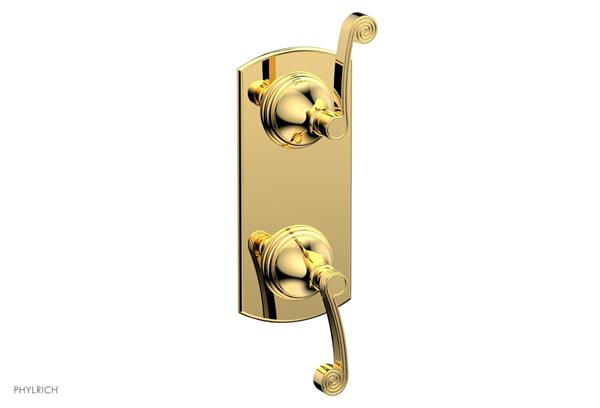 Phylrich - 3Ring 1/2 Inch Mini Thermostatic Valve with Volume Control Diverter  Trim - Curved Lever Handles