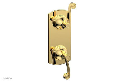 Phylrich - 3Ring 1/2 Inch Mini Thermostatic Valve with Volume Control Diverter  Trim - Curved Lever Handles