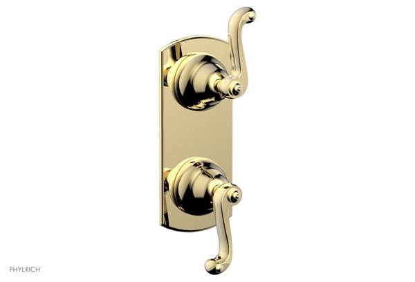 Phylrich - Revere & Savannah 1/2 Inch Thermostatic Valve with Volume Control or Diverter - Curved Lever Handle