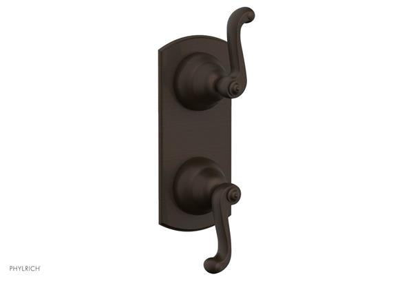 Phylrich - Revere & Savannah 1/2 Inch Thermostatic Valve with Volume Control or Diverter - Curved Lever Handle