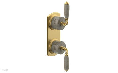 Phylrich - Valencia Thermostatic Valve with Volume Control or Diverter - Beige Marble Lever Handles