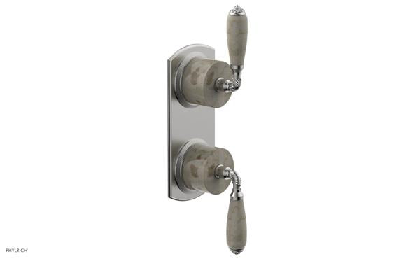 Phylrich - Valencia Thermostatic Valve with Volume Control or Diverter - Beige Marble Lever Handles