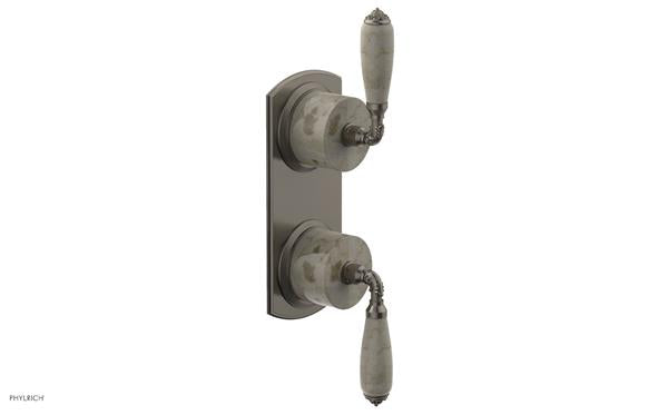 Phylrich - Valencia Thermostatic Valve with Volume Control or Diverter - Beige Marble Lever Handles