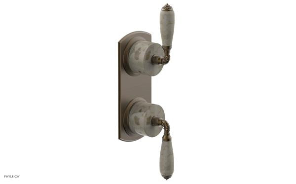 Phylrich - Valencia Thermostatic Valve with Volume Control or Diverter - Beige Marble Lever Handles