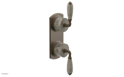 Phylrich - Valencia Thermostatic Valve with Volume Control or Diverter - Beige Marble Lever Handles