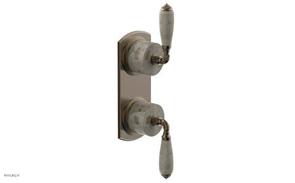 Phylrich - Valencia Thermostatic Valve with Volume Control or Diverter - Beige Marble Lever Handles