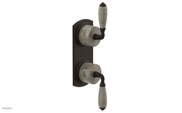 Phylrich - Valencia Thermostatic Valve with Volume Control or Diverter - Beige Marble Lever Handles