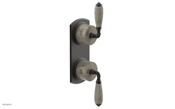 Phylrich - Valencia Thermostatic Valve with Volume Control or Diverter - Beige Marble Lever Handles