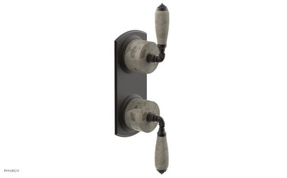 Phylrich - Valencia Thermostatic Valve with Volume Control or Diverter - Beige Marble Lever Handles