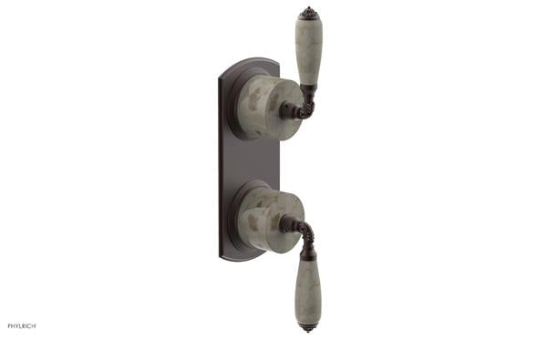 Phylrich - Valencia Thermostatic Valve with Volume Control or Diverter - Beige Marble Lever Handles