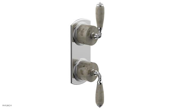 Phylrich - Valencia Thermostatic Valve with Volume Control or Diverter - Beige Marble Lever Handles