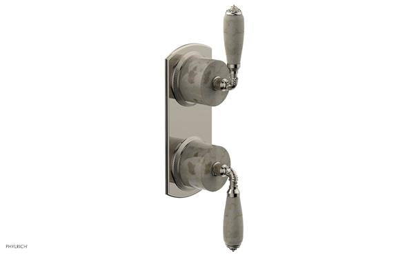 Phylrich - Valencia Thermostatic Valve with Volume Control or Diverter - Beige Marble Lever Handles
