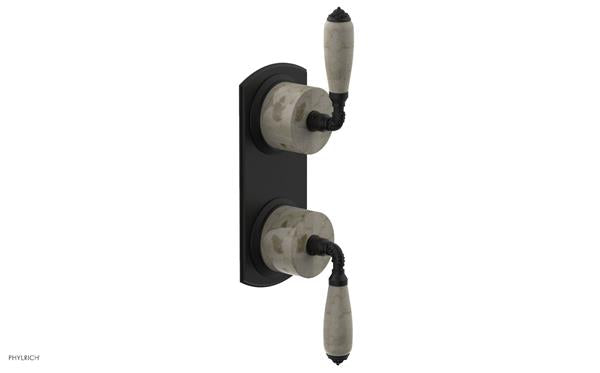 Phylrich - Valencia Thermostatic Valve with Volume Control or Diverter - Beige Marble Lever Handles
