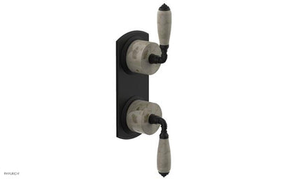 Phylrich - Valencia Thermostatic Valve with Volume Control or Diverter - Beige Marble Lever Handles