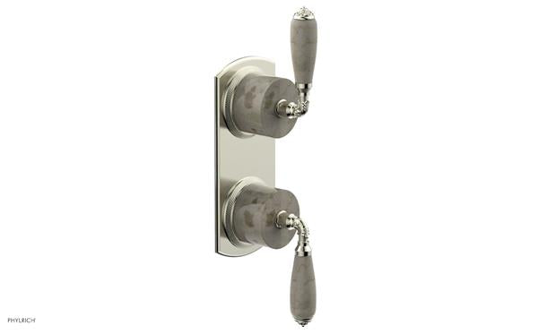 Phylrich - Valencia Thermostatic Valve with Volume Control or Diverter - Beige Marble Lever Handles