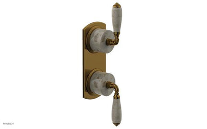 Phylrich - Valencia Thermostatic Valve with Volume Control or Diverter - Beige Marble Lever Handles