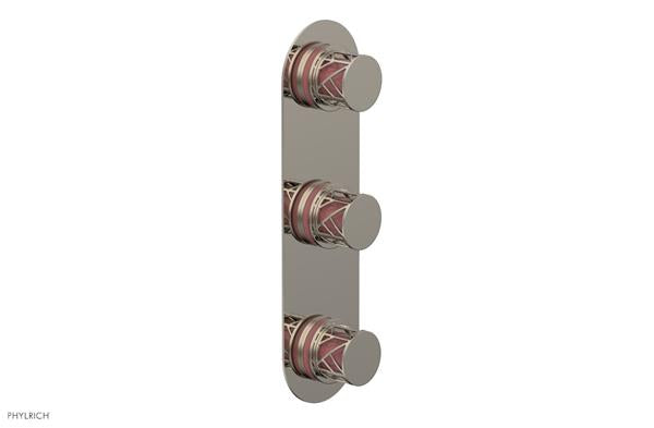 Phylrich - Jolie Thermostatic Valve with Two Volume Control Round Handle with Pink Accents