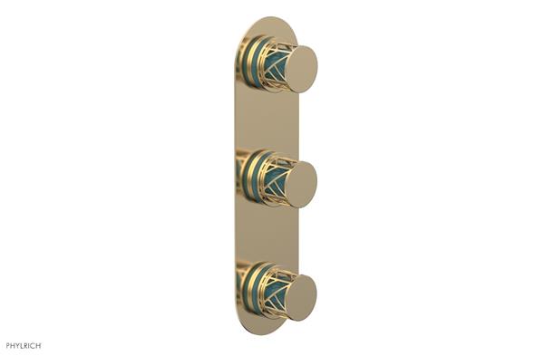 Phylrich - Jolie Thermostatic Valve with Two Volume Control Round Handle With Turquoise  Accents