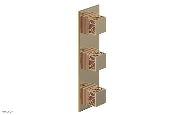 Phylrich - Jolie Thermostatic Valve with Two Volume Control Square Handle with Pink Accents