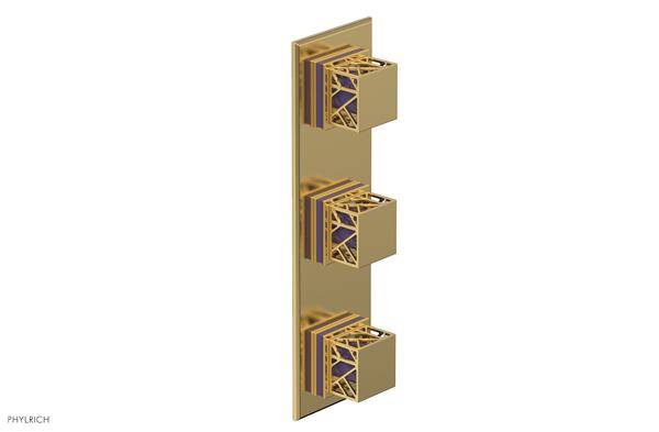 Phylrich - Jolie Thermostatic Valve with Two Volume Control Square Handle with Purple Accents